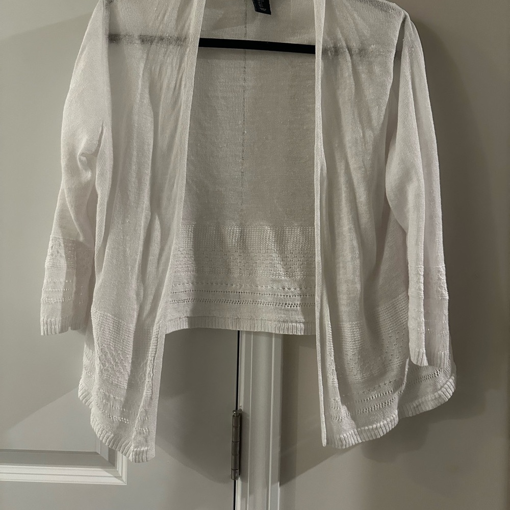 Nanette Lepore White Open-Front Cardigan 100% Linen GUC
